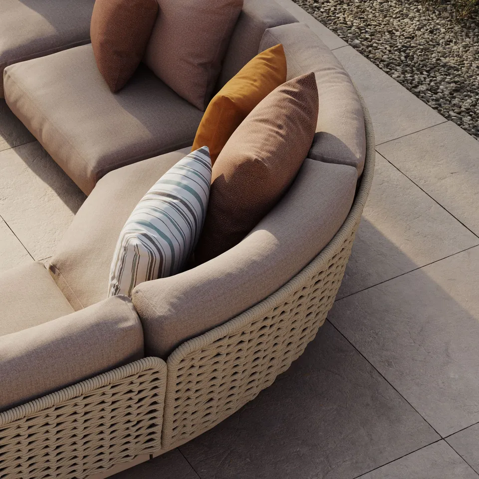 Kettal Tilos outdoor furniture in use, catalog photograph