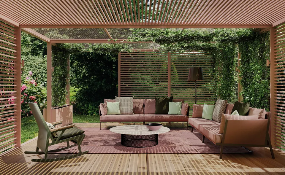 Kettal Vieques on a terrace, catalog photograph